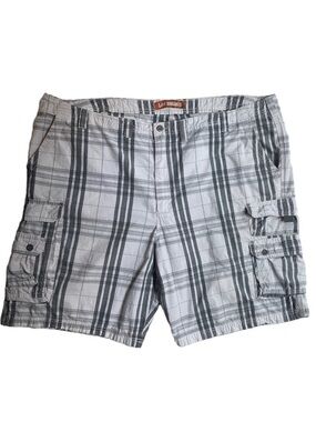 LEE Big & Tall Gray Plaid Cargo Shorts (Dungarees) 100% Cotton, [Men’s Waist 50]